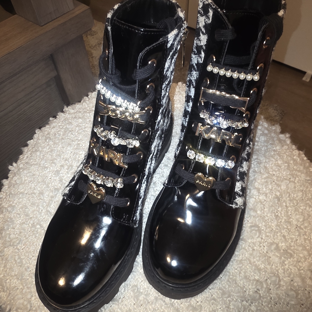Karl Lagerfeld Black and White Women's Boots